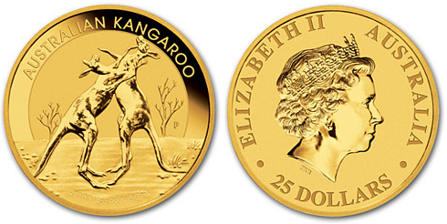 Золотая инвестиционная монета Кенгуру, золото, 1/4 oz,  Австралия, 7,78 гр., (0,25 oz)