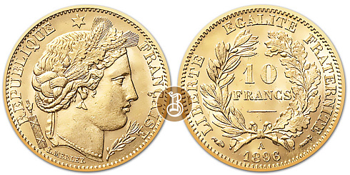 Монета 10 франков. Церера