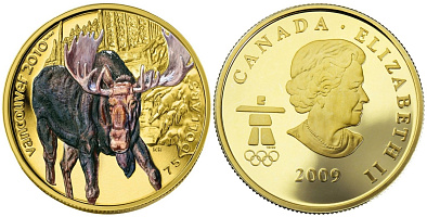 Монета Олимпиада в Ванкувере 2010. Лось