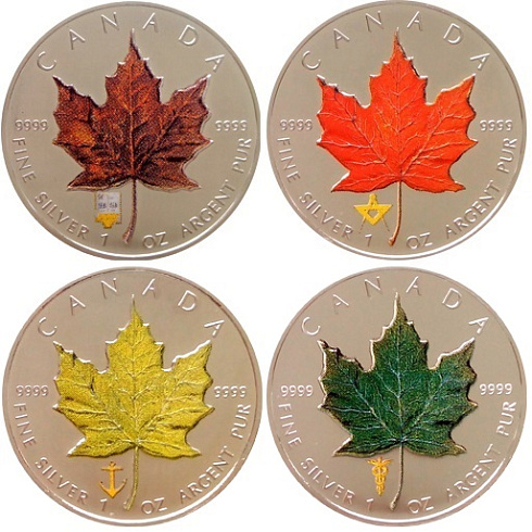 Монета Канадский кленовый лист (осень, зима, весна, лето)