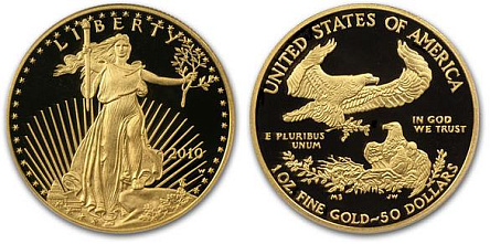 Монета Американский Орел. 1 унция. Чеканка пруф