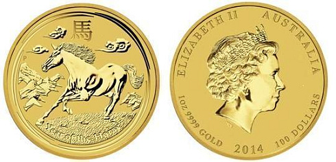 Монета Австралийский Лунар. Год Лошади. 1 унция