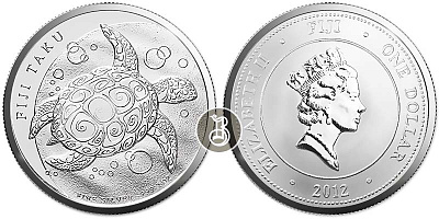 Серебряная инвестиционная монета Черепаха, серебро, 1oz, Фиджи, 31,1 гр., (1 oz)