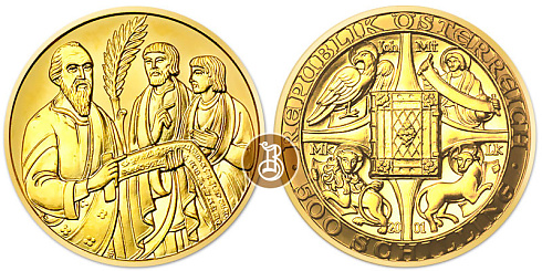 Монета Библия и символы апостолов- евангелистов 