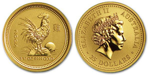 Монета Австралийский Лунар. Год Петуха. 1/2 унции