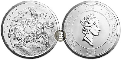 Серебряная инвестиционная монета Черепаха, серебро, 1oz, Фиджи, 31,1 гр., (1 oz)