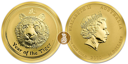 Монета Австралийский Лунар. Год Тигра. 1/2 унции