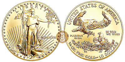 Орел американский, золото, 1/4 oz, ПРУФ, США
