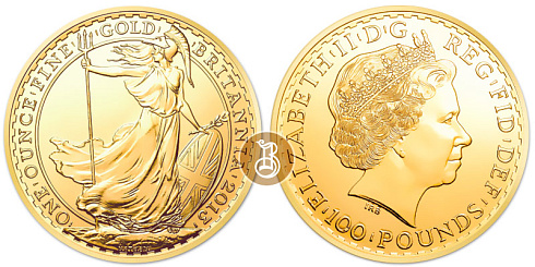 Золотая инвестиционная монета Британия, золото, 1 oz, Великобритания, 31,1 гр., (1 oz)