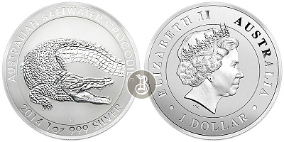 Крокодил, серебро, 1 oz, Австралия
