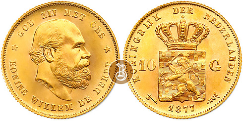 Монета 10 гульденов. Вильям III,