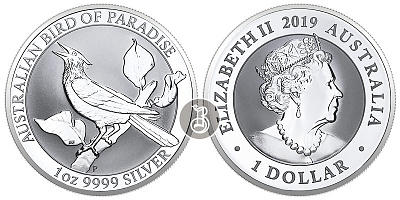 Птица райская, серебро, 1 oz, Австралия