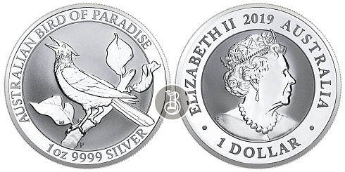 Монета Птица райская. 1 унция