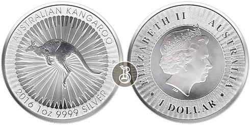 Серебряная инвестиционная монета Кенгуру, серебро, 1oz, Австралия, 31,1035 гр., (1 oz)