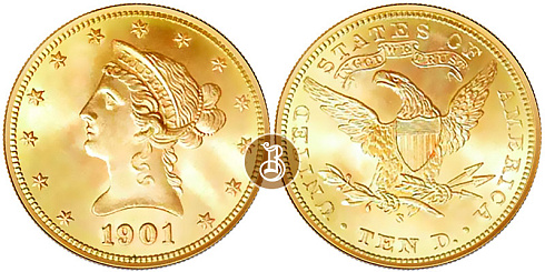 Монета Голова Свободы. 10 долларов 