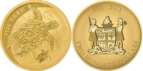 Золотая инвестиционная монета Черепаха, золото, 1oz, НИУЭ, 2015, 31,103 гр., (1 oz)