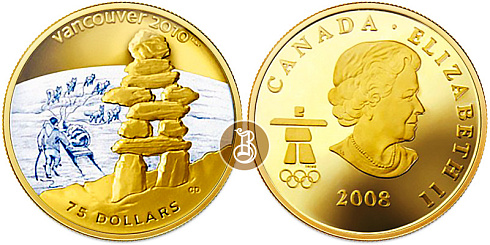 Монета Олимпиада в Ванкувере 2010. Инукшукский каменный человек