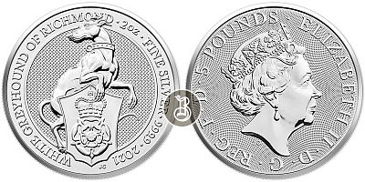 Борзая Ричмонда, серебро, 2 oz, Великобритания, 2021
