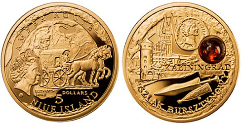 Золотая памятная (коллекционная) монета Янтарный путь, золото, 1/2 oz, Ниуэ, 2008, 13,95 гр., (0,448 oz)