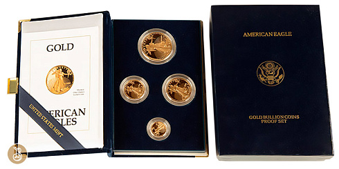 Монета Американские Орлы: 1, 1/2, 1/4, 1/10 oz