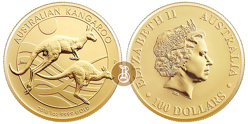 Золотая инвестиционная монета Кенгуру, золото, 1 oz,  Австралия, 31,1гр., (1 oz)
