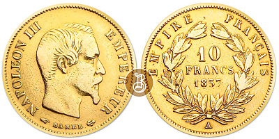 Монета 10 франков. Наполеон III