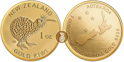Золотая инвестиционная монета Киви Новозеландская, золото, 1 oz, Новая Зеландия, 2013, 31,1 гр., (1 oz)