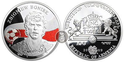 Збигнев Бонек, серебро (цветное), 1 oz, Армения, 2008