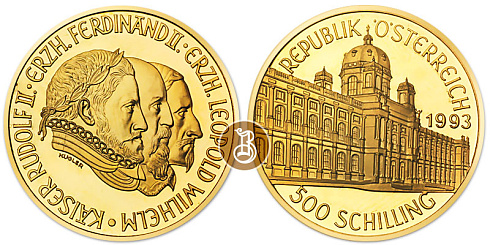Монета Музей истории искусств, золото, 8 гр., Австрия, 1993