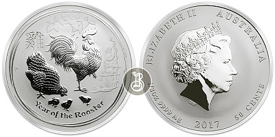 Монета Год Петуха. Серия Лунар. 1/2 унции