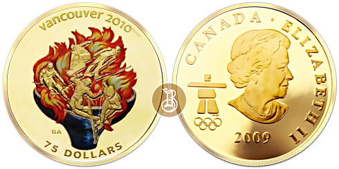 Монета Олимпиада в Ванкувере 2010. Олимпийских дух