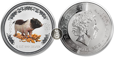 Монета Лунар Год Свиньи. 5 унций