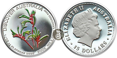 Монета Красно-зеленая лапа кенгуру (Anigozanthos manglesii)