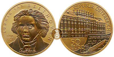 Монета 235 лет со дня рождения композитора Людвига Ван Бетховена