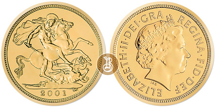 Золотая инвестиционная монета Соверен 1/2, Великобритания, золото, 3,66 гр., проба 917