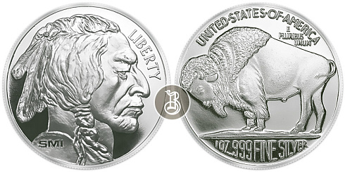 Монета Буффало. Американский бизон. 1 унция