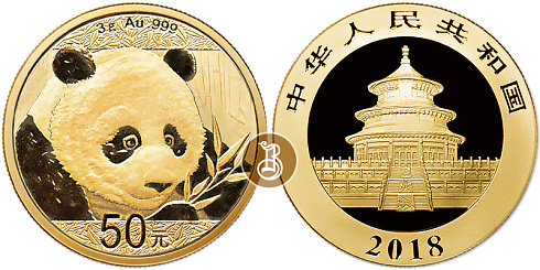 Монета Китайская панда. 3 г.