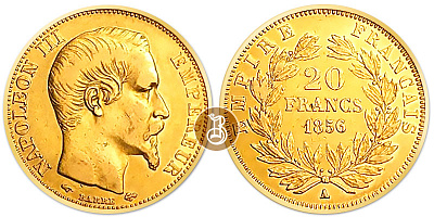Монета 20 франков. Наполеон III