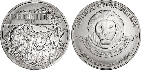 Монета Африканский Лев. 1 унция