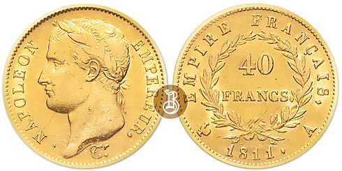 Монета 40 франков. Наполеон I.