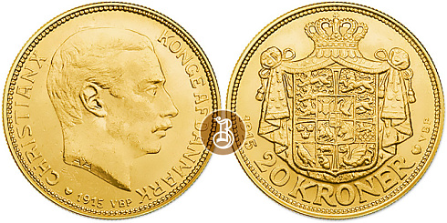 Монета Король Кристиан X (1912 - 1947)