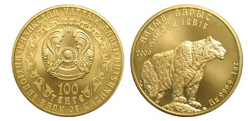 Золотая инвестиционная монета Барс, золото, 1 oz, Казахстан, 31,1 гр., (1 oz)