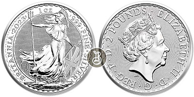 Серебряная инвестиционная монета Британия, серебро, 1 oz, Великобритания, 31,103 гр., (1 oz)