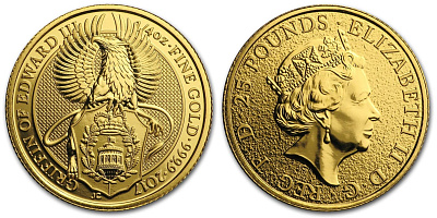 Грифон, золото, 1/4 oz, Великобритания, 2017