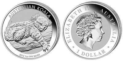 Серебряная инвестиционная монета Коала, серебро, 1/2 oz, Австралия, 15,55 гр., (0,5 oz)